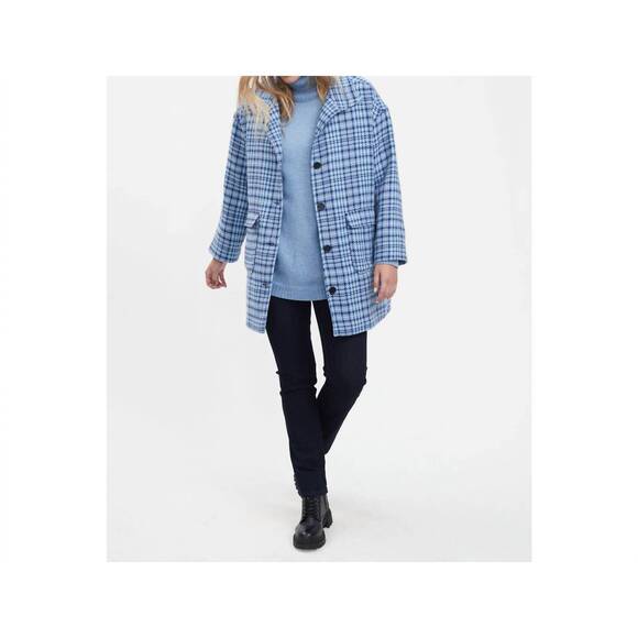 FDJ Jackets & Blazers - NEW FDJ long plaid jacket in blue